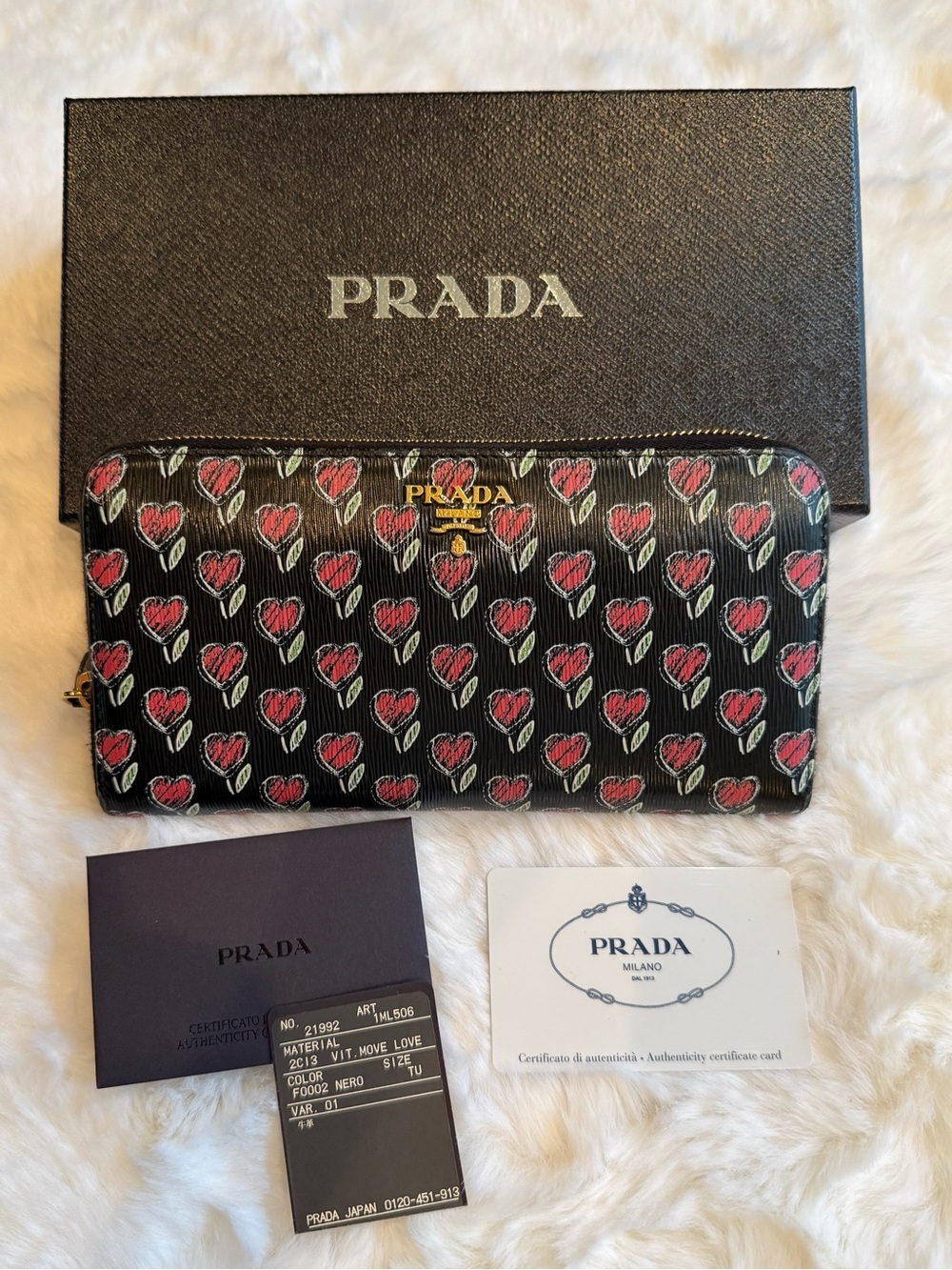 Prada Vitello Move Love Continental Zip Wallet - Picture 13 of 13